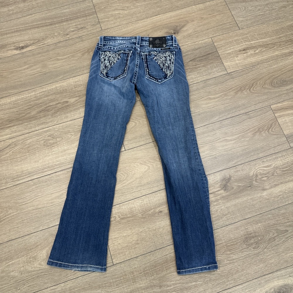 Women's Miss Me STANDARD BOOT Jeans 27 Embroidered  WINGS Rhinestone EUC